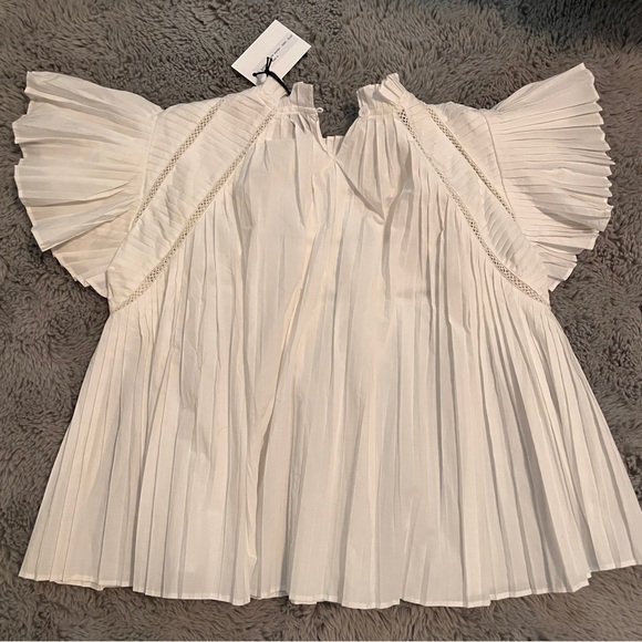 27 Miles Malibu White Pleated Blouse Size Small NWT - Picture 4 of 4